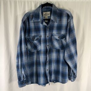 Kilimanjaro Flannel Shirt Men's XL Blue Plaid Button Down Long Sleeve Pockets